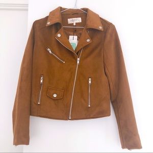 Faux Suede Leather Biker Jacket